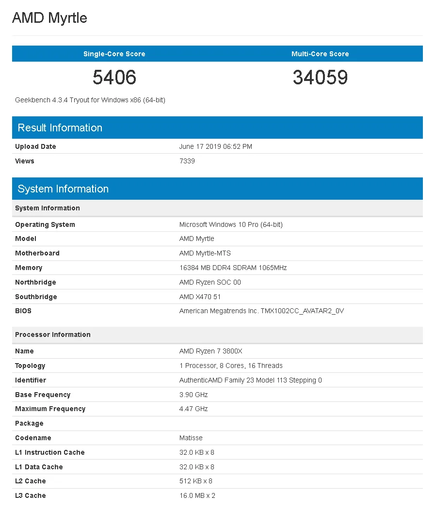 Geekbench AMD Ryzen 7 3800X on Par with Intel Core i9