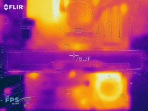 Thermal Image of the top of a GeForce RTX 2060 SUPER FE at idle