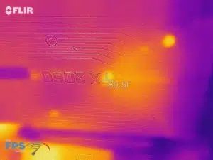 Thermal Image of the backof a GeForce RTX 2060 SUPER FE at idle