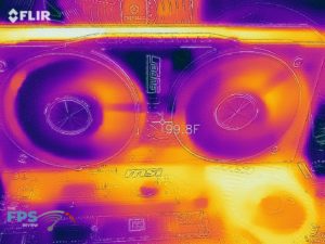 Thermal Image of the front of a GeForce RTX 2060 SUPER FE under load