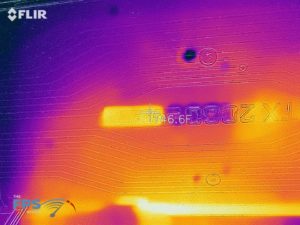 Thermal Image of the back of a GeForce RTX 2060 SUPER FE under load