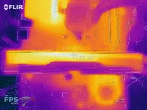 Thermal Image of the top of an overclocked GeForce RTX 2060 SUPER FE under load