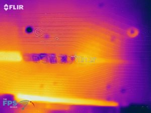 Thermal Image of the back of an overclocked GeForce RTX 2060 SUPER FE under load