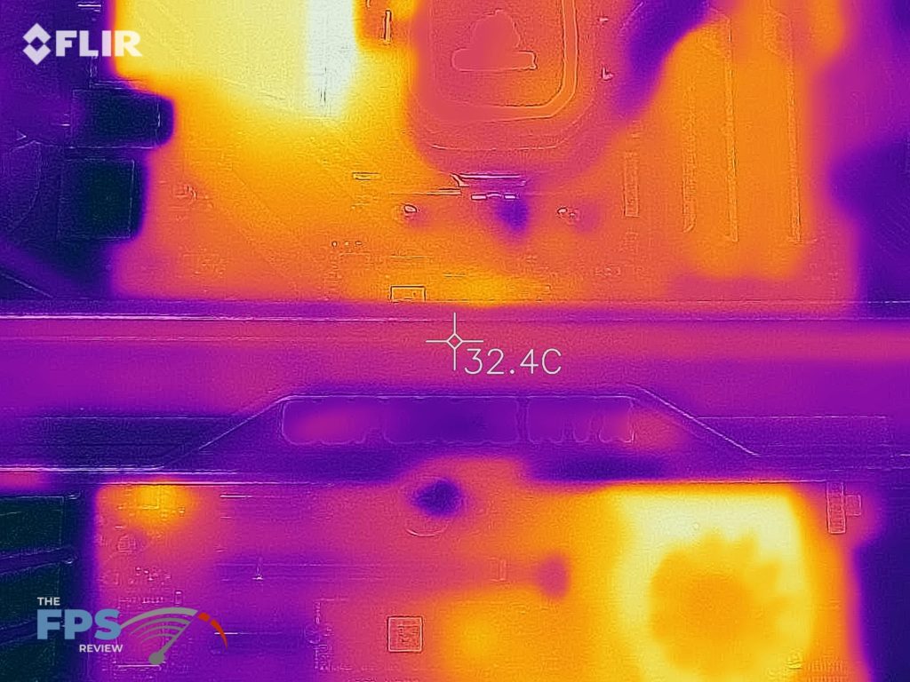 Thermal image of the top of a GeForce RTX 2060 FE at idle