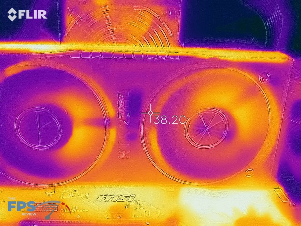Thermal image of the front of a GeForce RTX 2060 FE under load