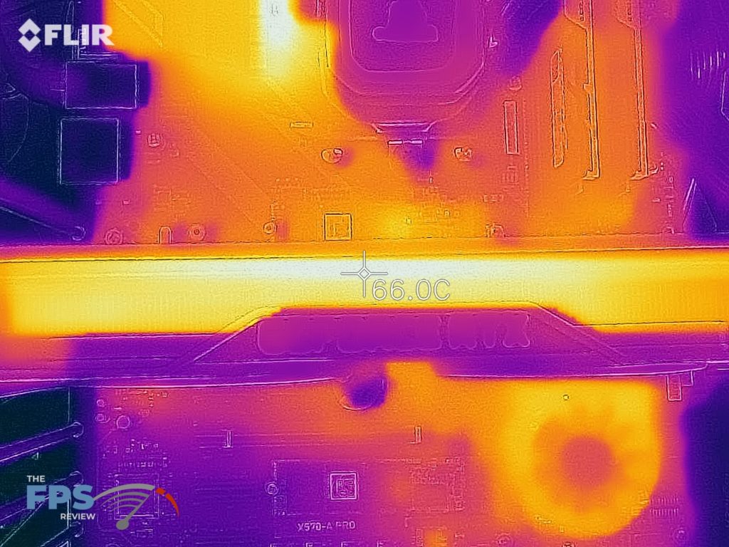 Thermal image of the top of a GeForce RTX 2060 FE under load
