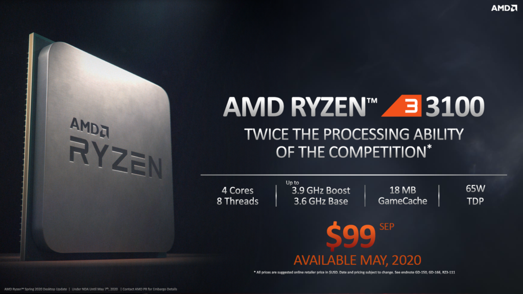 AMD Ryzen 3 3100 Slide