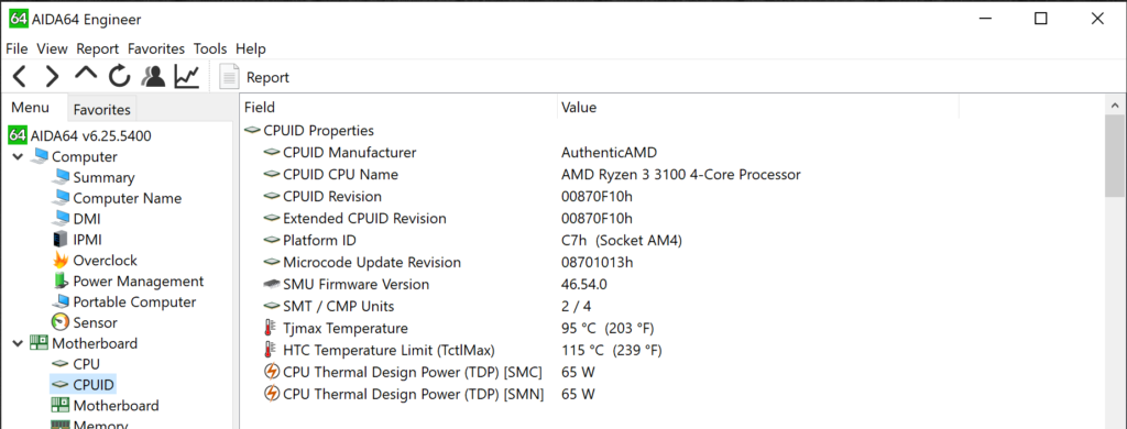 AMD Ryzen 3 3100 Aida64