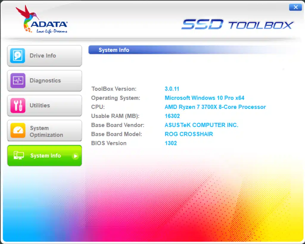 ADATA SSD Toolbox