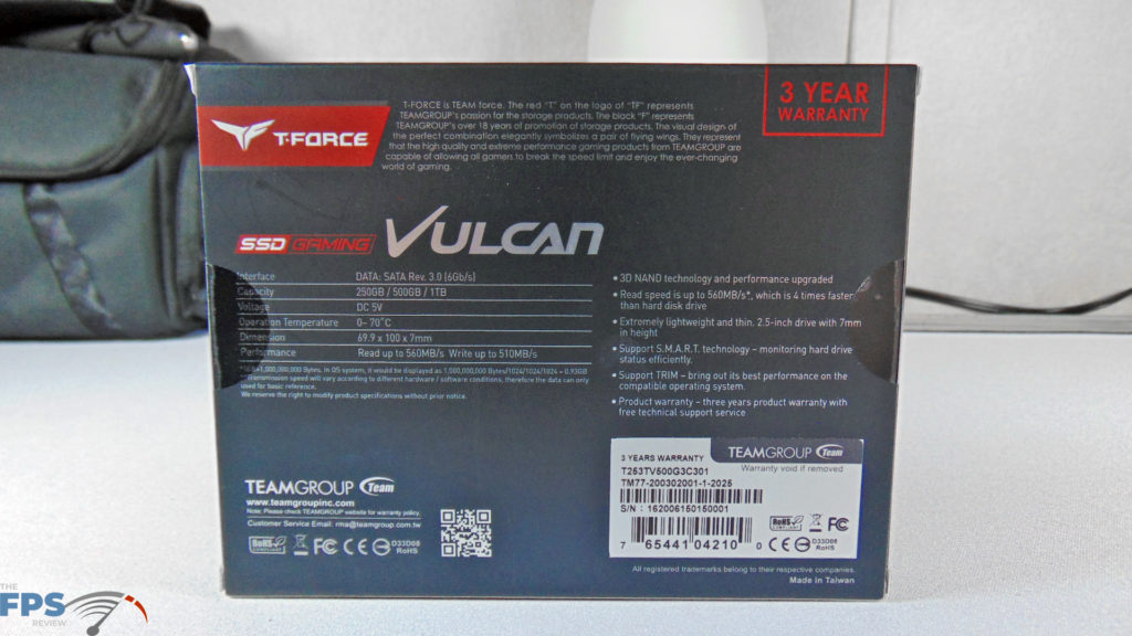 TeamGroup T-Force Vulcan 500GB SSD box