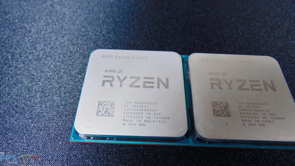 Closeup of AMD Ryzen 5 3600 CPU