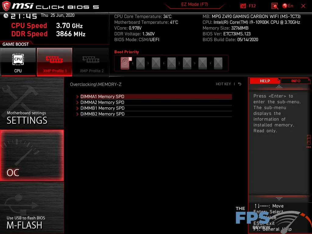 MSI MPG Z490 Gaming Carbon WiFi Motherboard Bios
