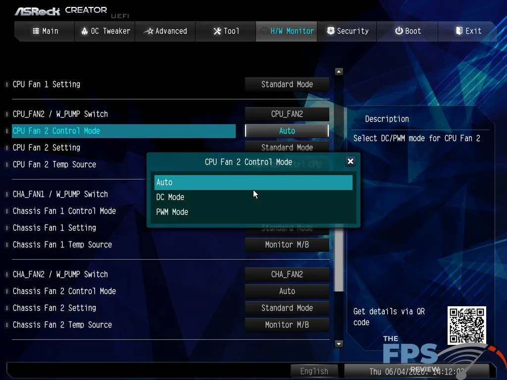 ASRock X570 Creator Motherboard BIOS H/W Monitor