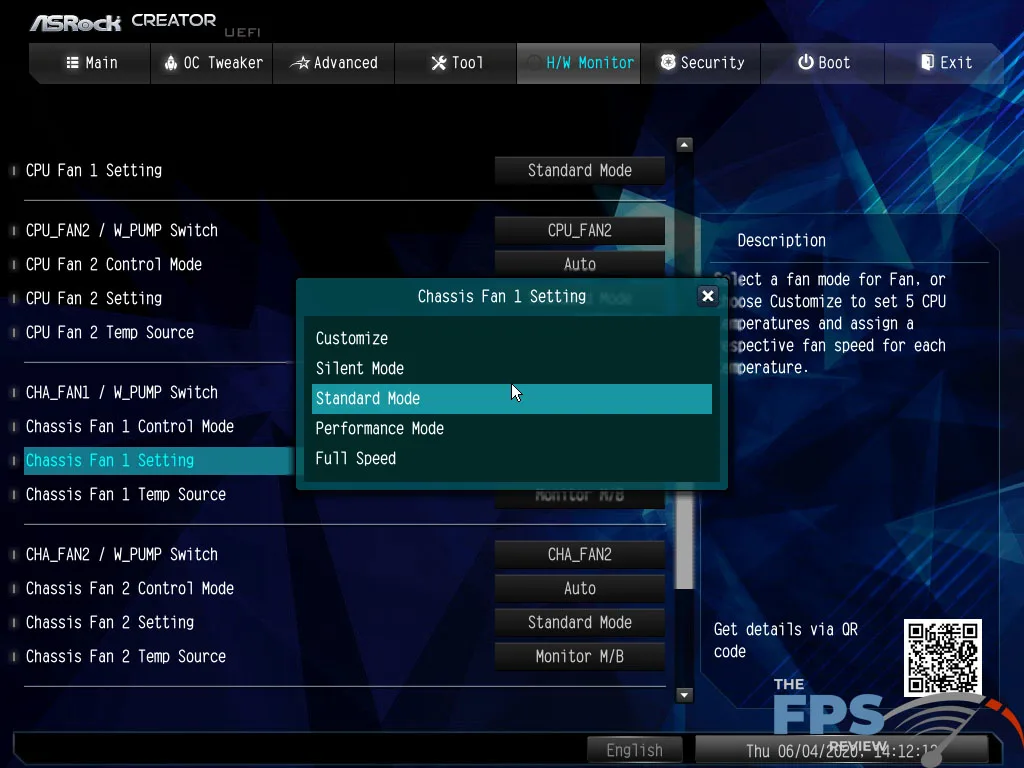 ASRock X570 Creator Motherboard BIOS H/W Monitor