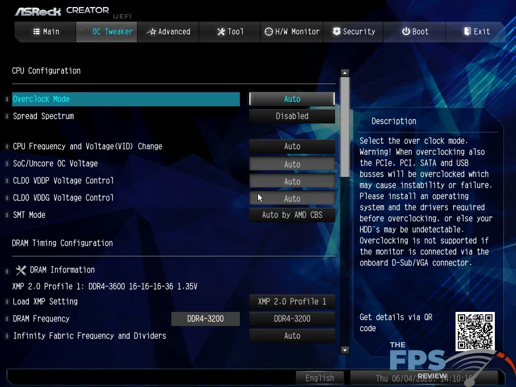 ASRock X570 Creator Motherboard BIOS OC Tweaker