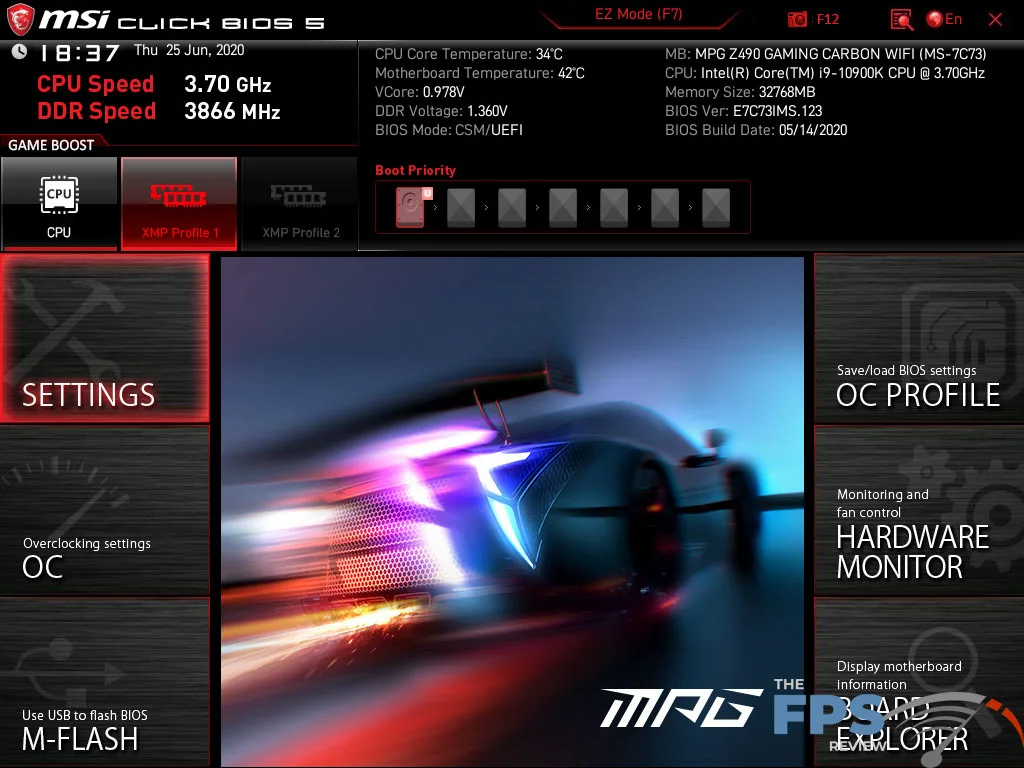 MSI MPG Z490 Gaming Carbon WiFi Motherboard Bios