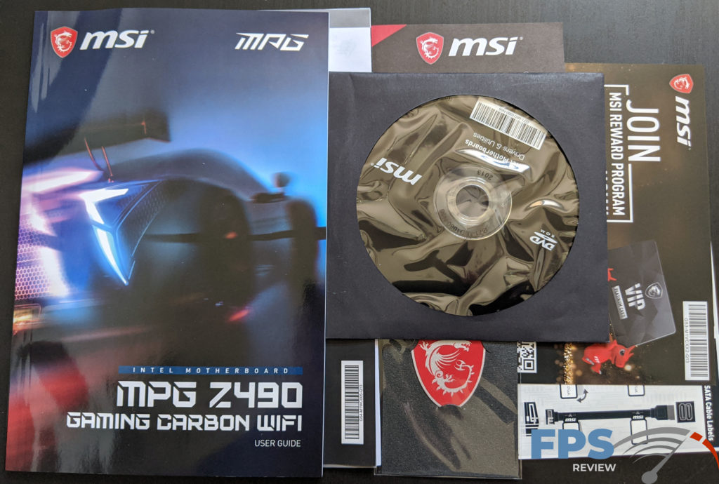 MSI MPG Z490 Gaming Carbon WiFi Motherboard Box Contents