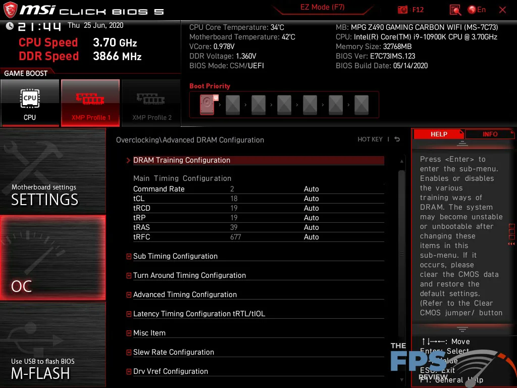 MSI MPG Z490 Gaming Carbon WiFi Motherboard Bios