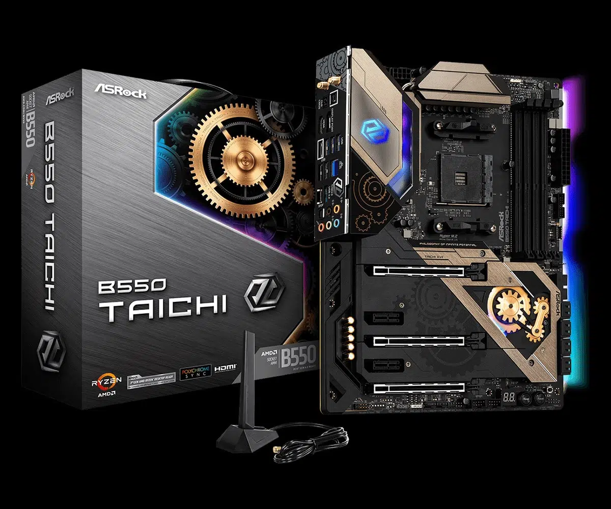 ASRock B550 Taichi Motherboard Press Picture Box and Motherboard
