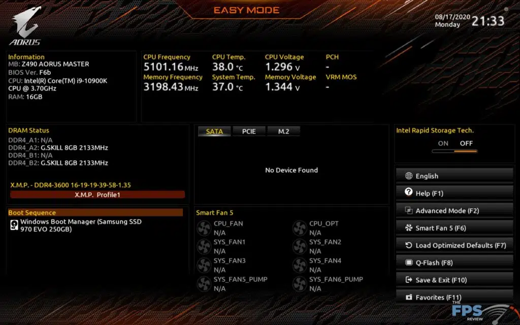 GIGABYTE Z490 Aorus Master Motherboard BIOS