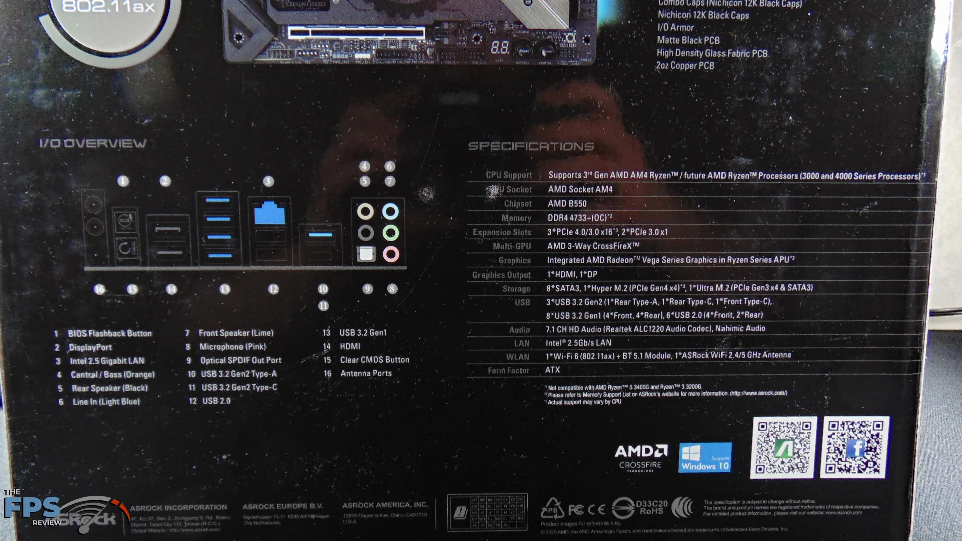 ASRock B550 Taichi Motherboard Back of Box
