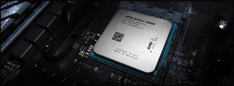 AMD Athlon 3000G APU in Socket of Motherboard