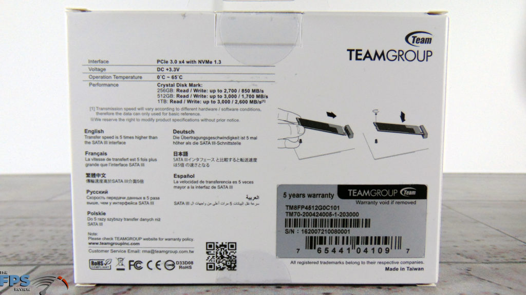 TEAMGROUP MP34 512MB M.2 PCIe SSD Box Back