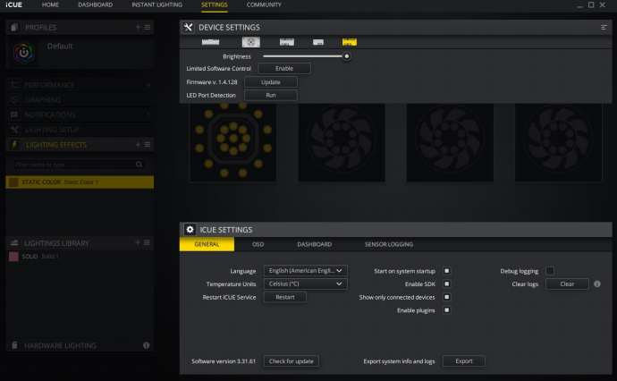 CORSAIR iCUE H100i ELITE CAPELLIX iCUE Software