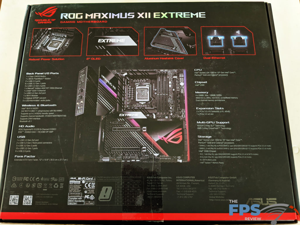 ASUS ROG MAXIMUS XII EXTREME Motherboard Box Back