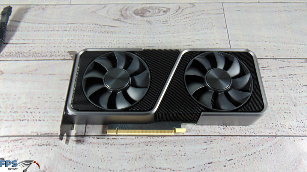 NVIDIA GeForce RTX 3070 Founders Edition top down front side on white background table