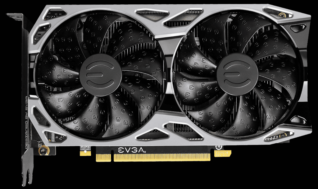 EVGA GeForce GTX 1650 SUPER SC ULTRA Gaming video card on a black background