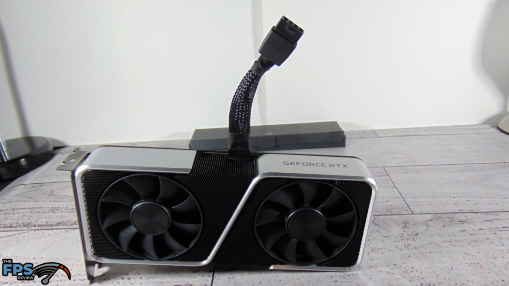 NVIDIA GeForce RTX 3060 Ti Founders Edition 12-pin power adapter connected