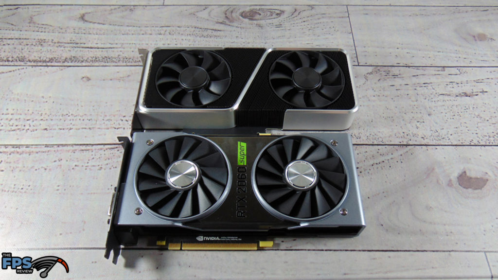 NVIDIA GeForce RTX 3060 Ti Founders Edition compared in size to GeForce RTX 2060 SUPER Founders Edition