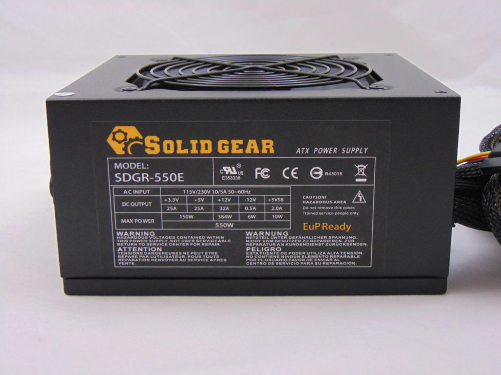 Solid Gear Neutron 550W Power Supply Spec Label