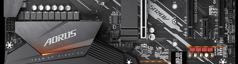 GIGABYTE B550 AORUS ELITE Motherboard chipset heatsink with AORUS label