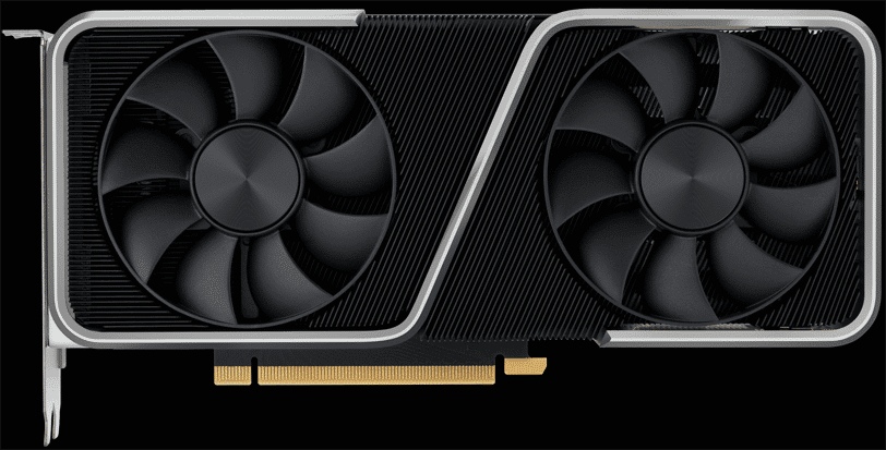 NVIDIA GeForce RTX 3060 Ti Founders Edition Video Card on Black Background