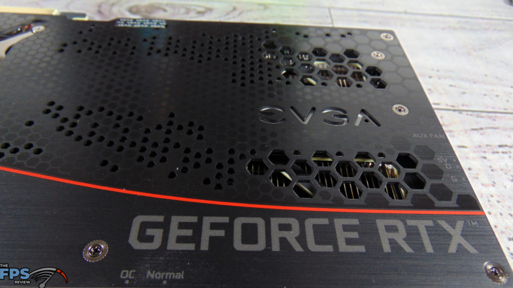 EVGA GeForce RTX 3080 FTW3 ULTRA GAMING closeup of back metal back plate