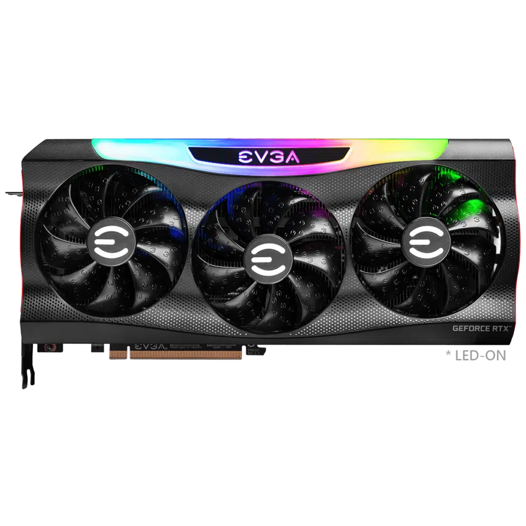 EVGA GeForce RTX 3080 FTW3 ULTRA GAMING front LED on