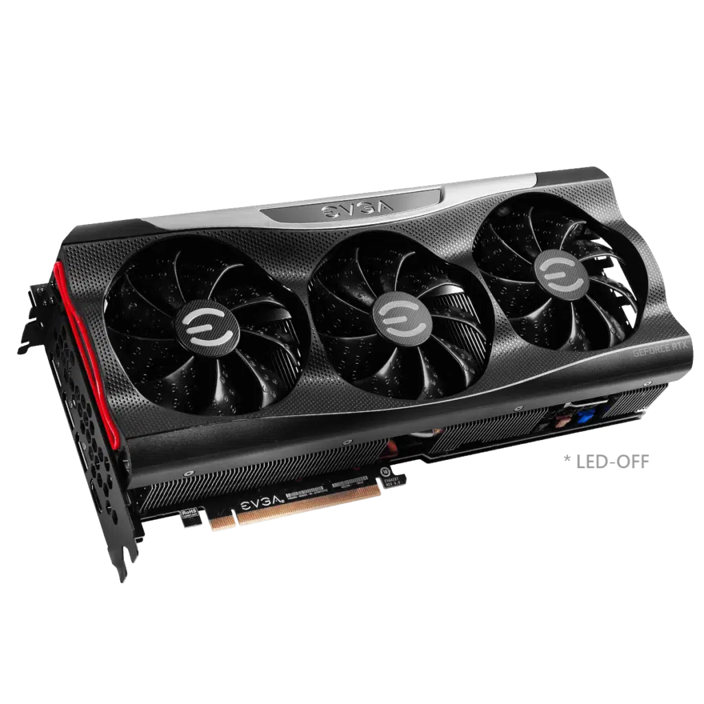 EVGA GeForce RTX 3080 FTW3 ULTRA GAMING front angled LED off