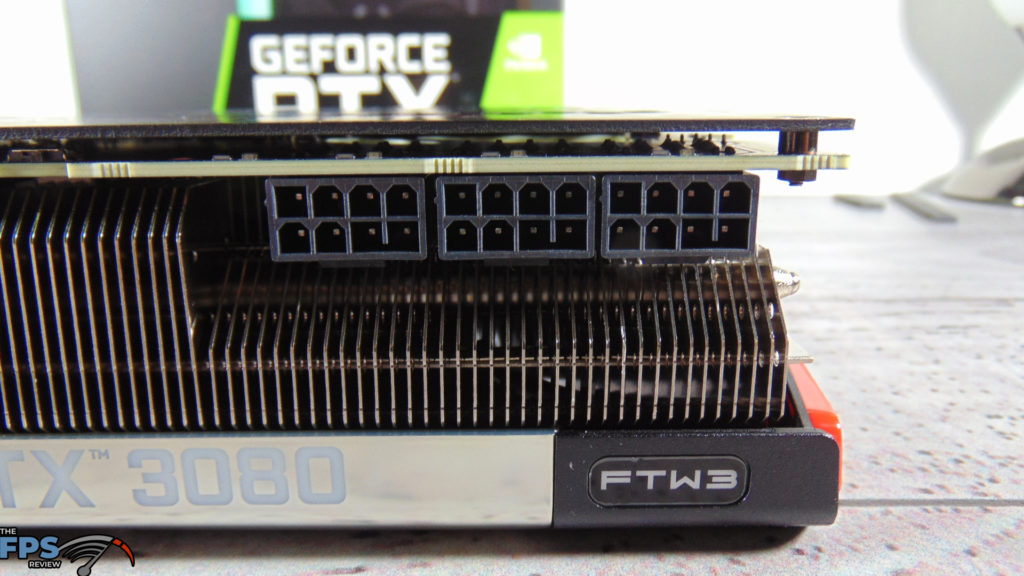 EVGA GeForce RTX 3080 FTW3 ULTRA GAMING closeup of pci express power connectors