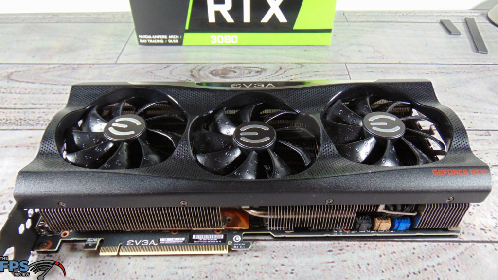 EVGA GeForce RTX 3080 FTW3 ULTRA GAMING front laying flat on table