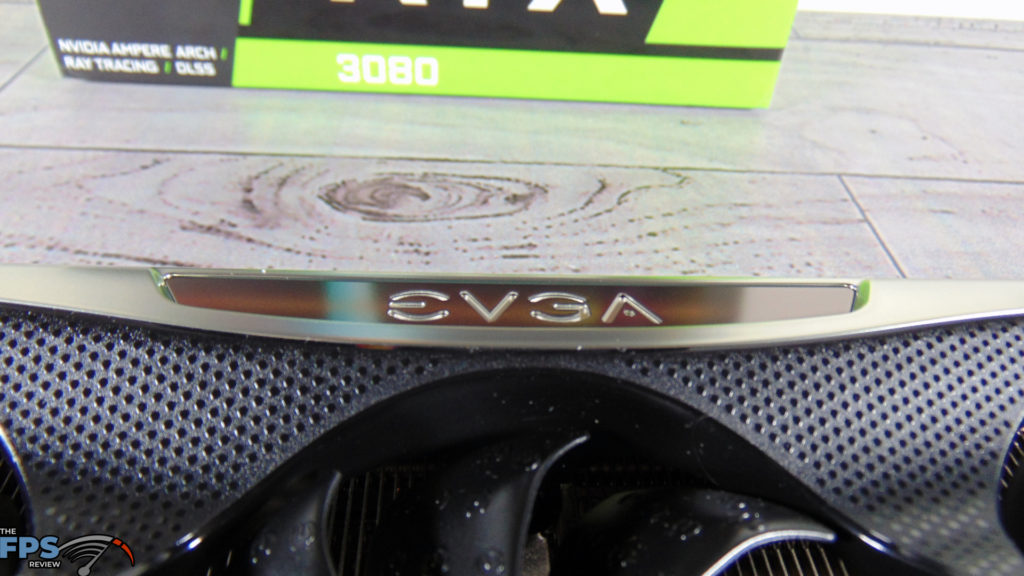 EVGA GeForce RTX 3080 FTW3 ULTRA GAMING closeup of evga logo