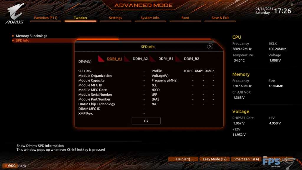 GIGABYTE B550 Aorus Master BIOS Screen