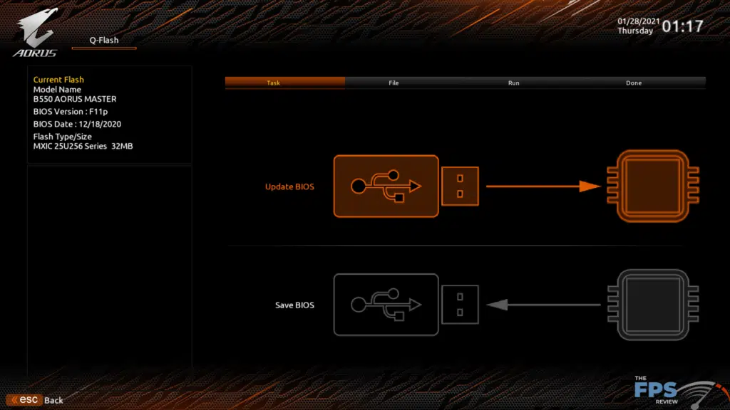 GIGABYTE B550 Aorus Master BIOS Screen