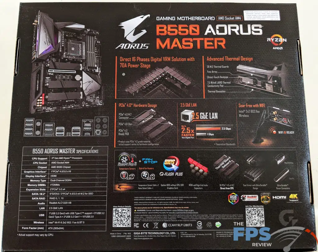 GIGABYTE B550 Aorus Master Box Back