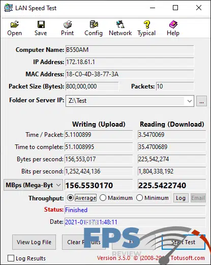 GIGABYTE B550 Aorus Master Wired Network Performance