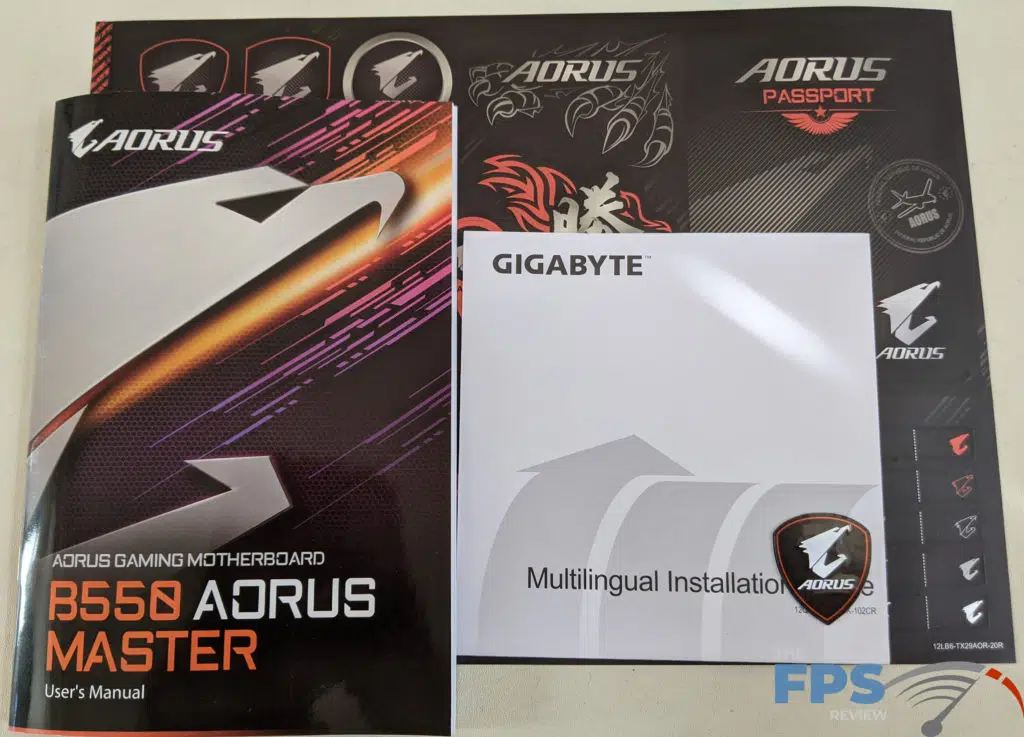 GIGABYTE B550 Aorus Master Included Documents