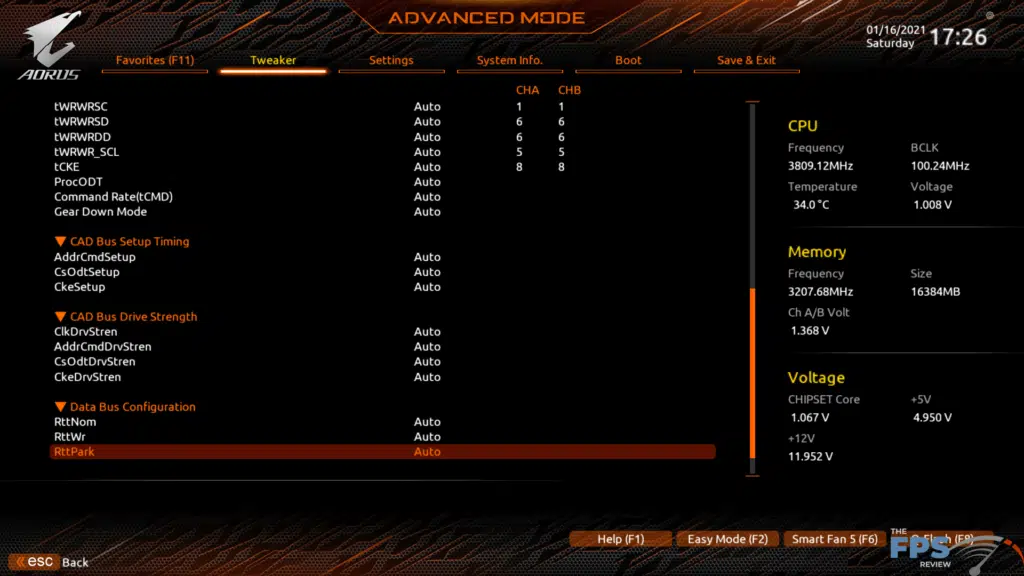 GIGABYTE B550 Aorus Master BIOS Screen