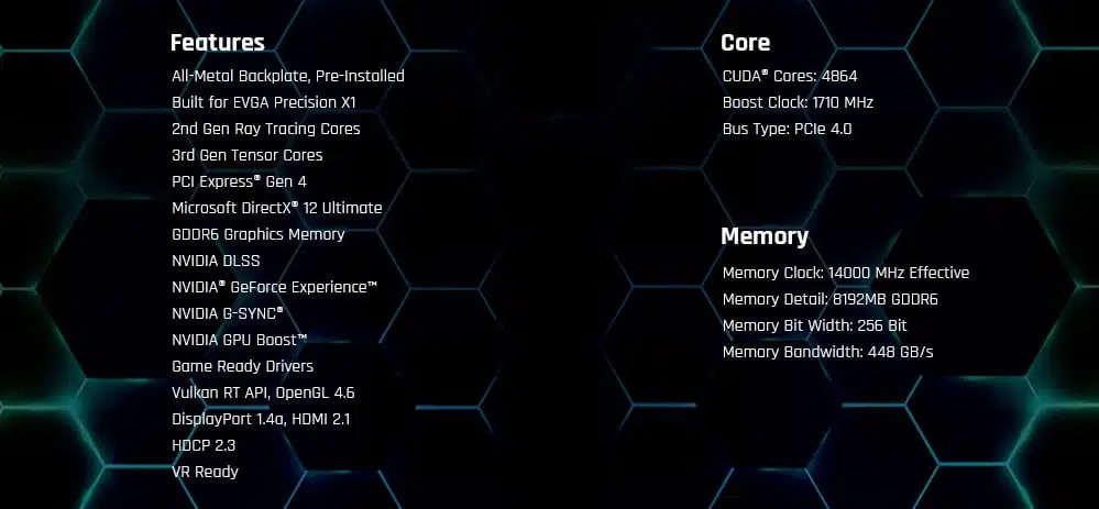 EVGA GeForce RTX 3060 Ti XC GAMING Features