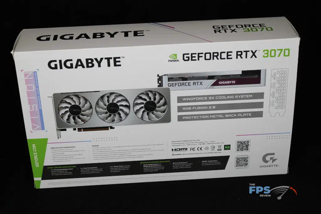 GIGABYTE GeForce RTX 3070 VISION OC 8G Box Rear